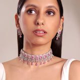 Avery Sapphire Pink Choker Set