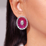 Ashley Ruby Pink Stud Earrings