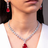 Daphne Ruby Red Pendant Set