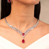Veloria Ruby Red Necklace Set