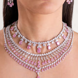 Stacie Pink Layered Necklace Set