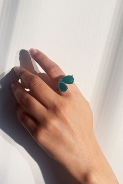 Crystal Duo Emerald Green Ring