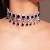 Avery Sapphire Blue Choker Set