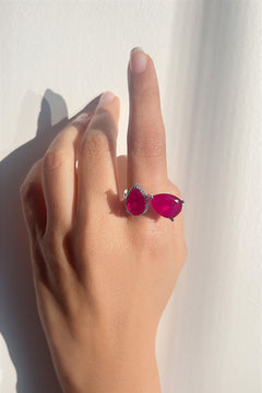 Crystal Duo Ruby Red Ring