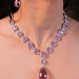 طقم قلادة ديانا الوردية