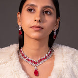 Anne Ruby Red Layered Necklace Set