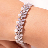 Myla White Diamante Pearl Tennis Bracelet