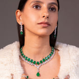 Mureil Emerald Green Layered Necklace Set