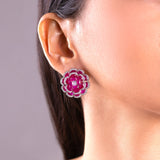 Vespara Ruby Pink Stud Earrings
