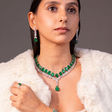 Mureil Emerald Green Layered Necklace Set