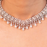 Fiora Crystal Diamante Pearl Necklace Set