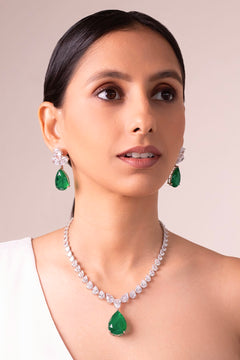 Andie Doublet Emerald Green Pendant Set