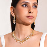 Fiora Crystal Diamante Pearl Necklace Set