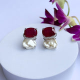 Color Me Pearl Ruby Red Studs