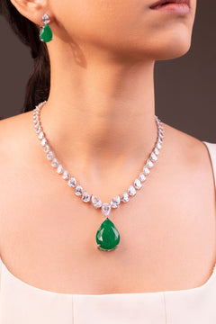 Andie Doublet Emerald Green Pendant Set